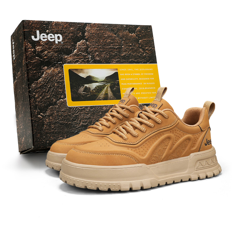 

Кроссовки для скейтбординга мужские Low top, легкие, износостойкие, с амортизацией Jeep, earth желтый