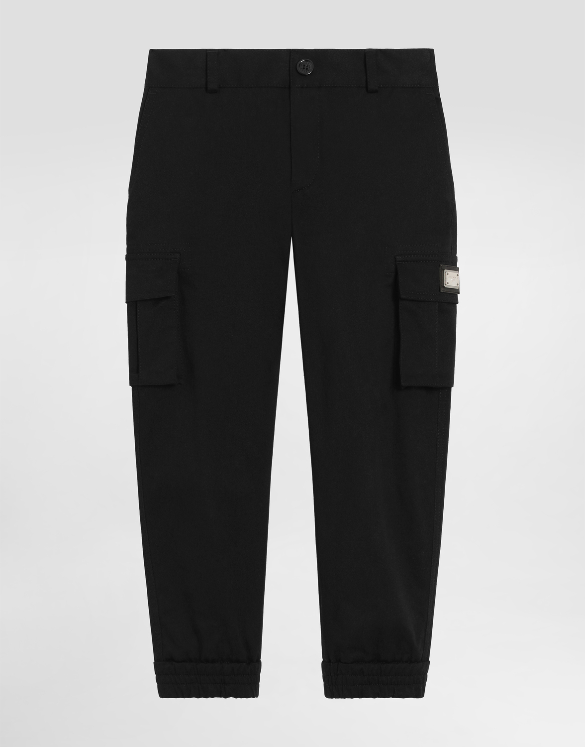 

Габардиновые брюки-карго с фирменной металлической нашивкой Dolce&Gabbana, черный