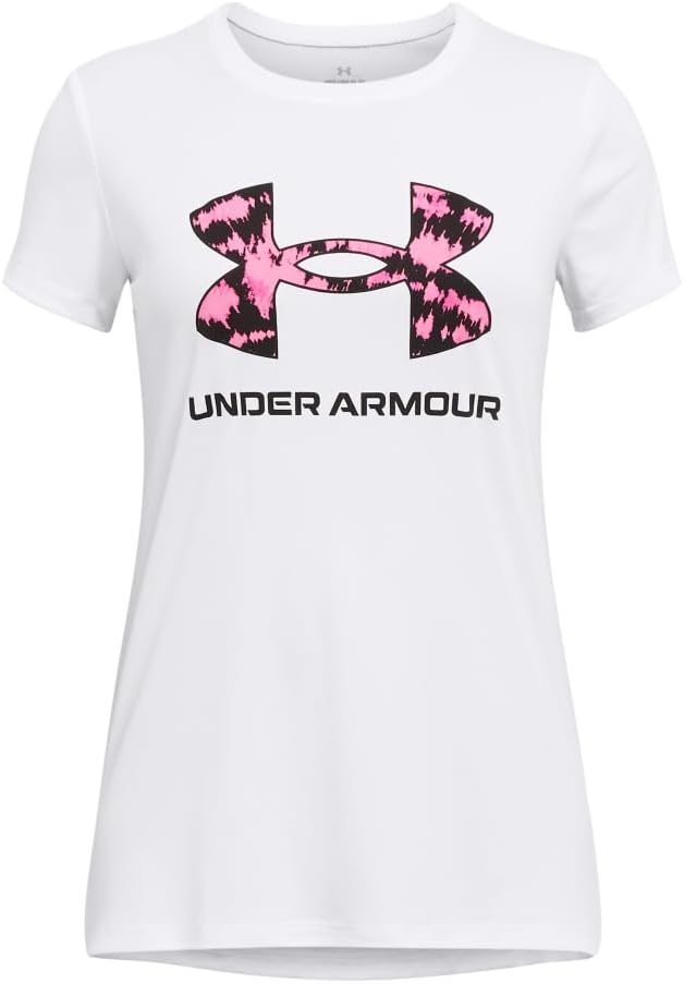 

Футболка Under Armour Girls с короткими рукавами и большим логотипом Tech Print, (103) White/Black/Rebel Pink, Белый, Футболка Under Armour Girls с короткими рукавами и большим логотипом Tech Print, (103) White/Black/Rebel Pink