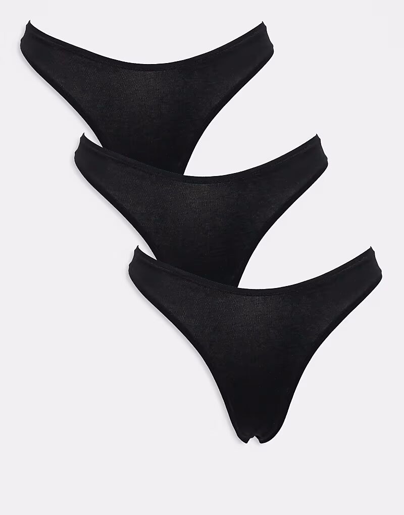 

ASOS DESIGN 3 пары хлопковых стрингов черного цвета