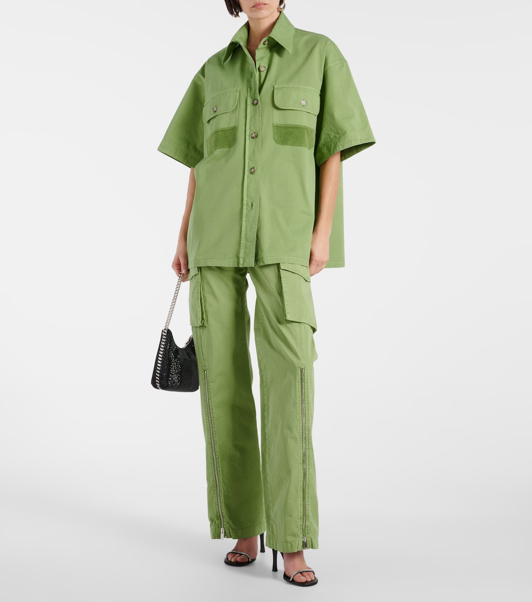 Рубашка свободного покроя из хлопкового полотна Stella McCartney, Pistachio — фото 2