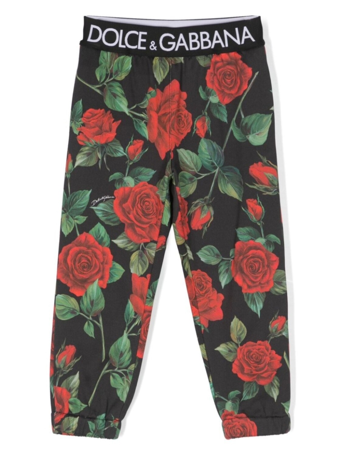 

Брюки с цветочным принтом и логотипом Dolce & Gabbana Kids, черный