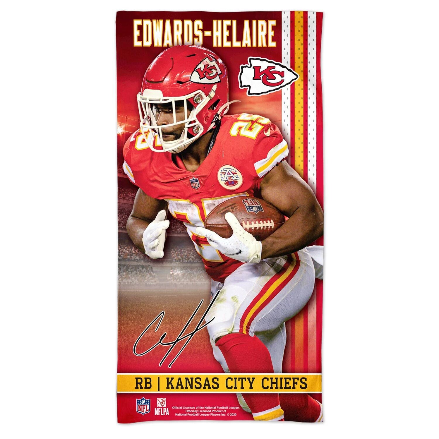 

WinCraft Пляжное полотенце Spectra Player Clyde Edwards-Helaire Kansas City Chiefs 30 x 60 дюймов