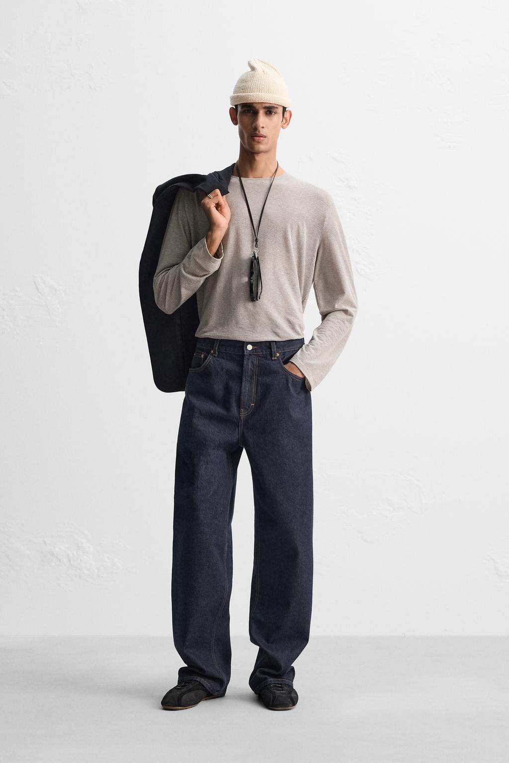 

Футболка в полоску ZARA, цвет brown/white