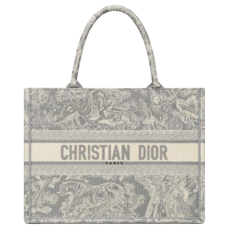

DIOR Сумка-шоппер из холста среднего размера женская серая
