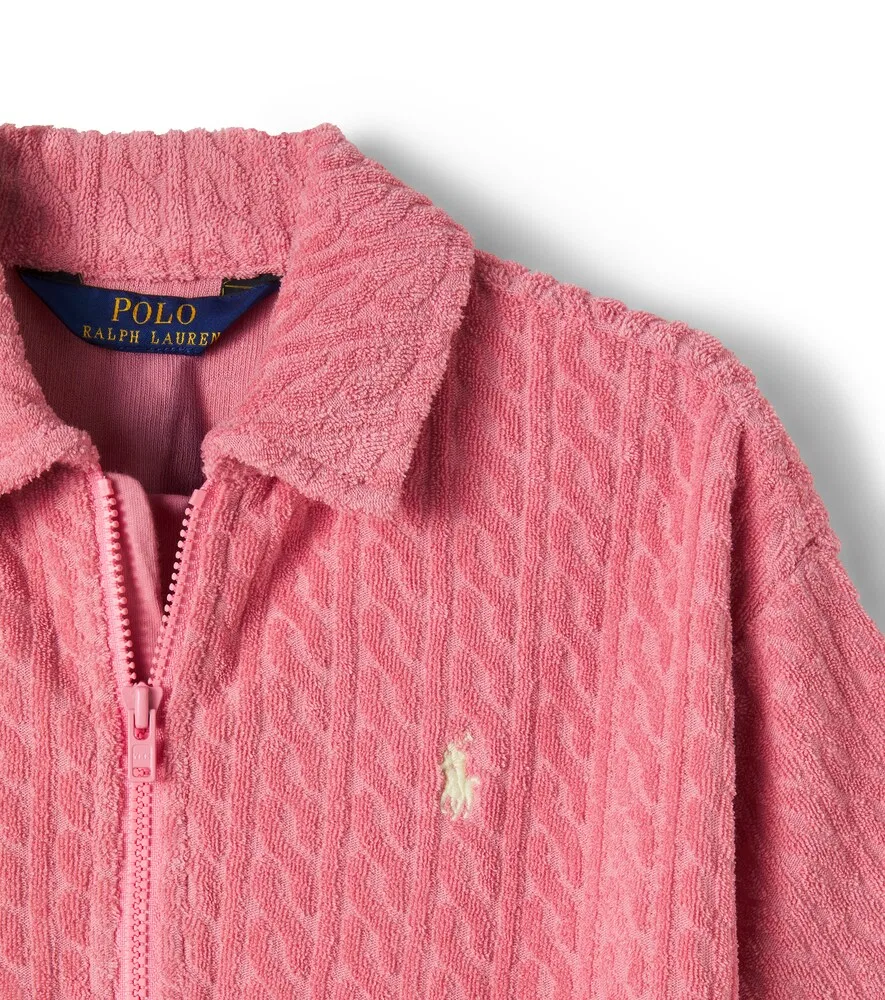 Пляжная накидка из махровой ткани с добавлением хлопка Polo Ralph Lauren Kids, розовый — фото 4