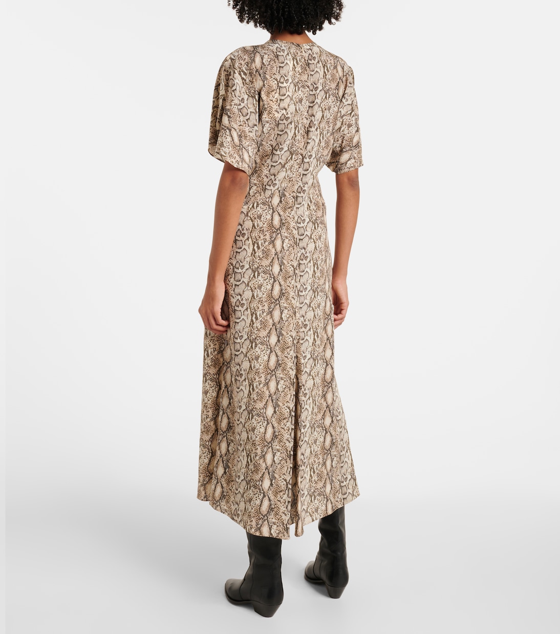 Платье миди Keany с принтом из смесового шелка Isabel Marant, Natural — фото 3