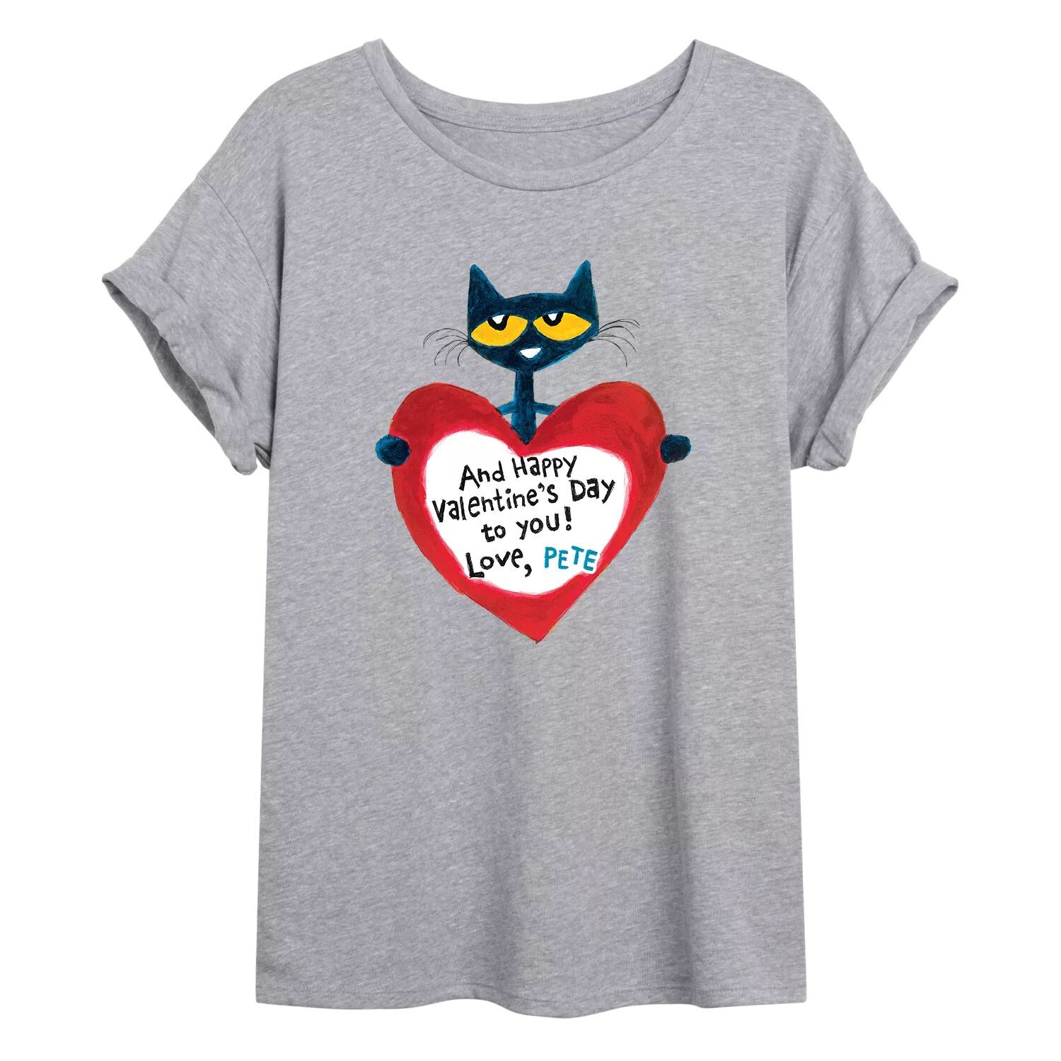 

Детская струящаяся футболка Pete The Cat Valentine с сердечком Licensed Character