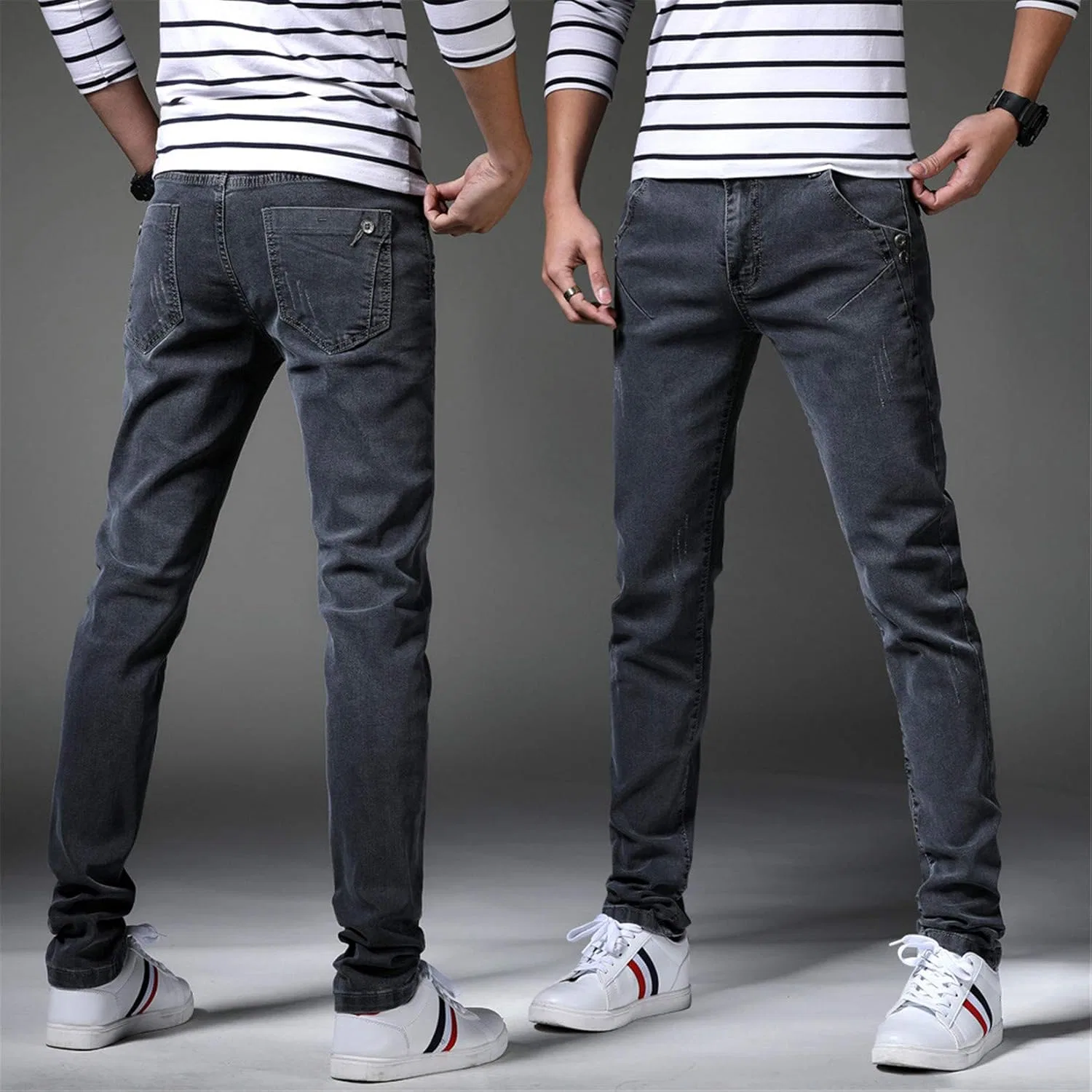 Джинсы slim-fit, серый — фото 3