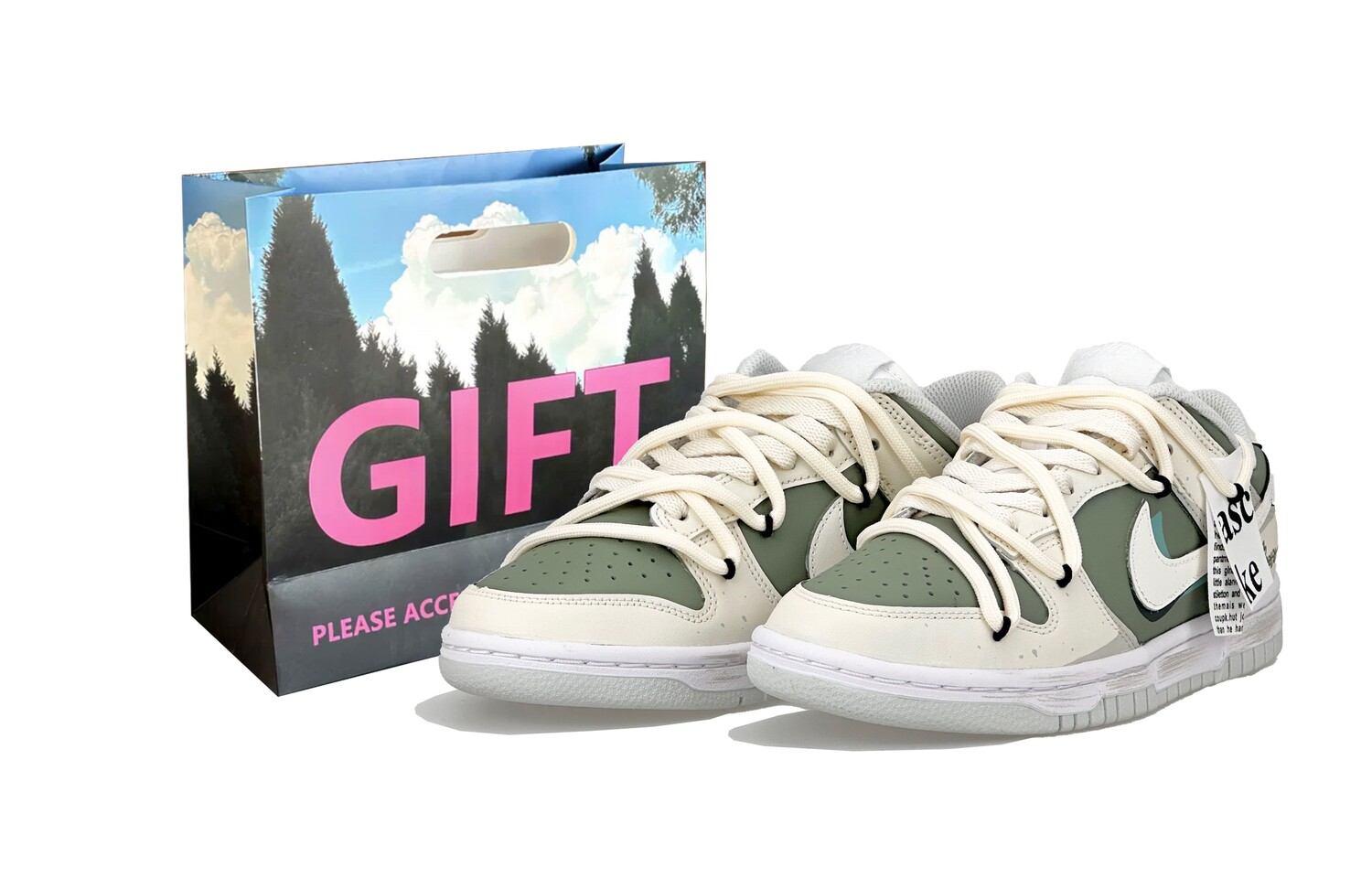 

Кроссовки Nike Dunk Skateboard Shoes Women's Low-Top White/Green, зеленый