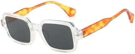 

Маленькие квадратные солнцезащитные очки для мужчин и женщин, дорожные солнцезащитные очки в винтажном ретро-стиле с защитой от УФ-излучения UV400 MTZJH, Transparent