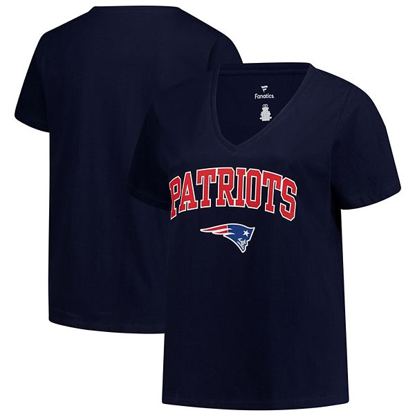 

Женская футболка New England Patriots с V-образным вырезом и логотипом на груди, цвет navy, plus size Fanatics, Синий, Женская футболка New England Patriots с V-образным вырезом и логотипом на груди, цвет navy, plus size Fanatics