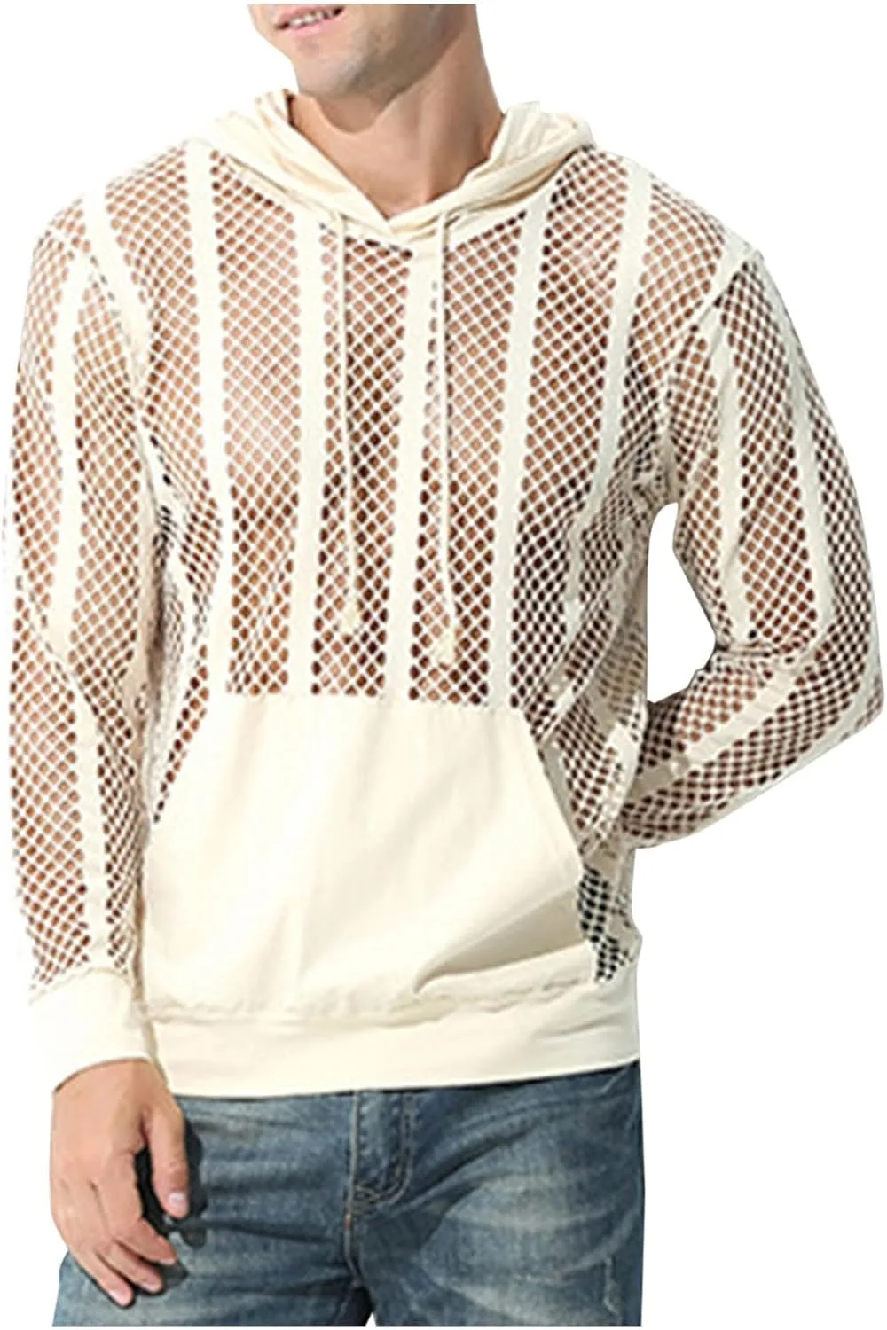 

Мужской худи с сетчатыми вставками и длинными рукавами