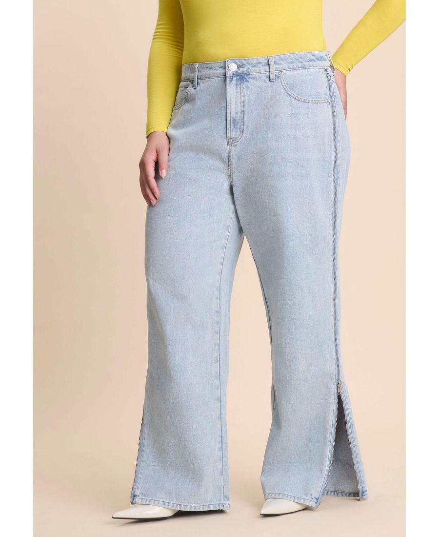 

Женские свободные джинсы с боковой молнией ELOQUII, Light wash