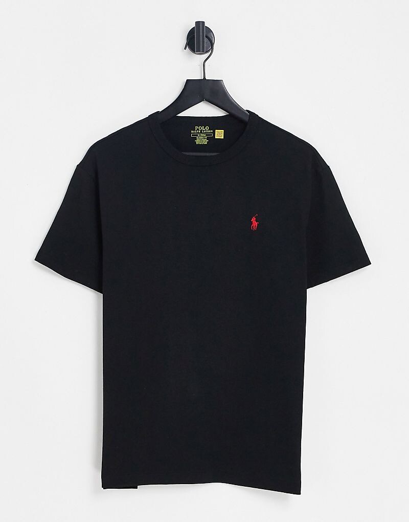 

Черная объемная футболка оверсайз с логотипом игрока в поло Polo Ralph Lauren
