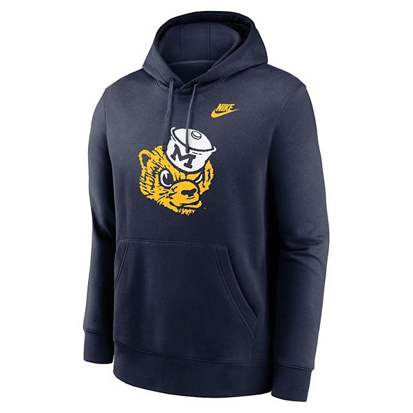 Толстовка с капюшоном Michigan Wolverines Legacy Logo Club Fleece мужская, темно-синяя Nike — фото 3