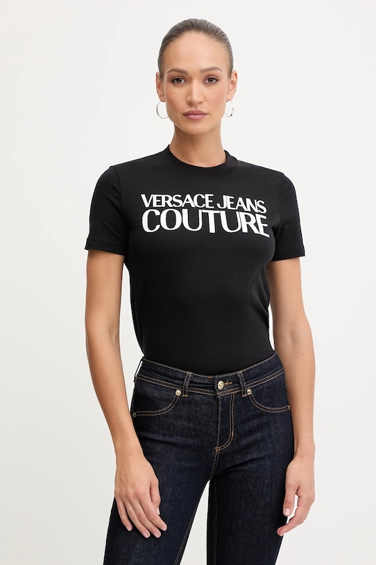 

Хлопковая футболка Versace Jeans Couture, черный