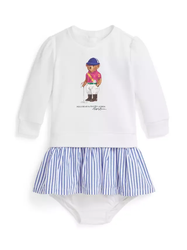 Детское платье в виде медвежонка Поло, белое Ralph Lauren