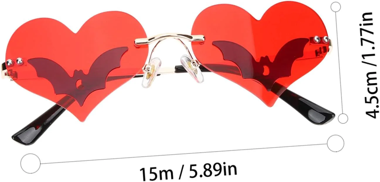 

Солнцезащитные очки в форме сердца без оправы для вечеринок и фестивалей. Очки для подростков и оправа для фотосессий и веселых мероприятий COMPUKAS, Red
