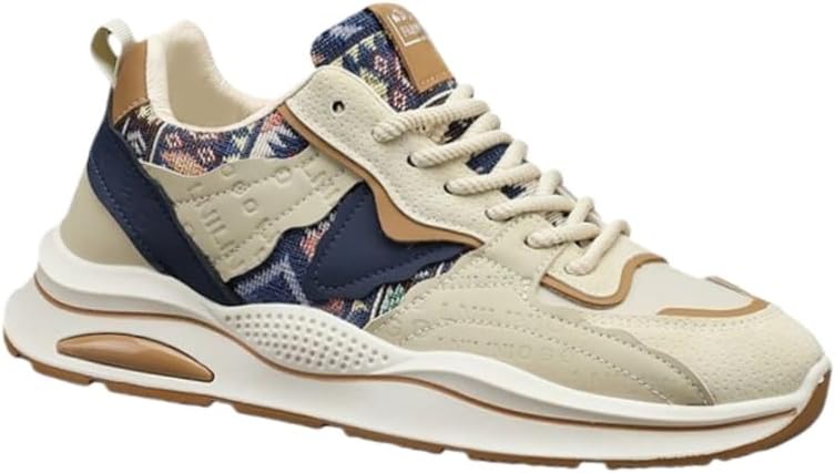 

Мужские удобные спортивные кроссовки на толстой подошве - повседневная обувь из мягкой искусственной кожи. Легкие. Подходят для повседневной носки на открытом воздухе. Повседневная одежда Fmshi, синий/бежевый