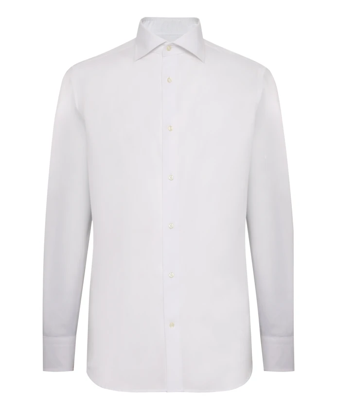 

Рубашка из хлопка с жаккардовым узором, не требующая глажки, стандартного кроя. Boggi Milano, белый