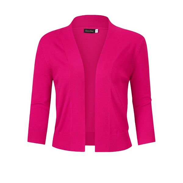 

Женский укороченный болеро с 3/4 рукава и открытым передом Clearflower, Rose Red