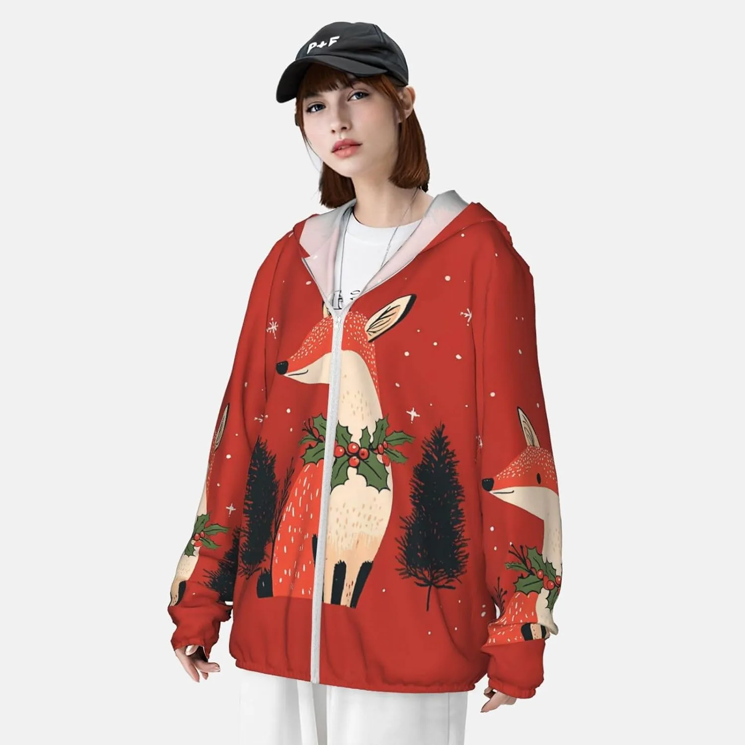 Футболка с капюшоном Fox Festive Holly, защита от солнца, с длинным рукавом — фото 2