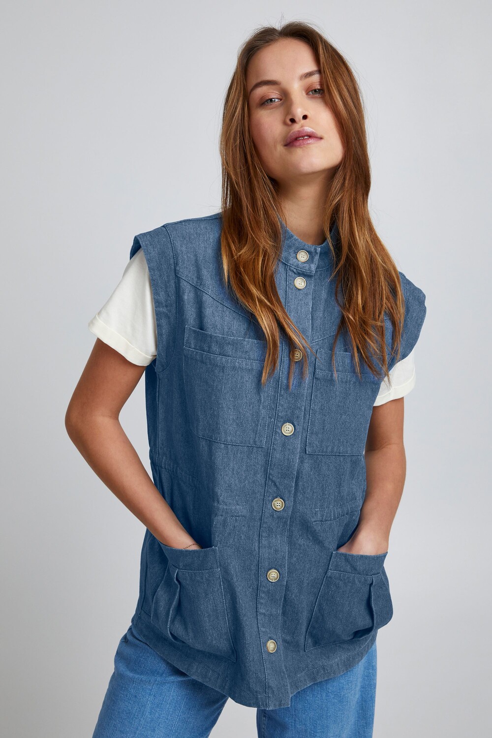 

Утепленный жилет PULZ Jeans Jeans, синий