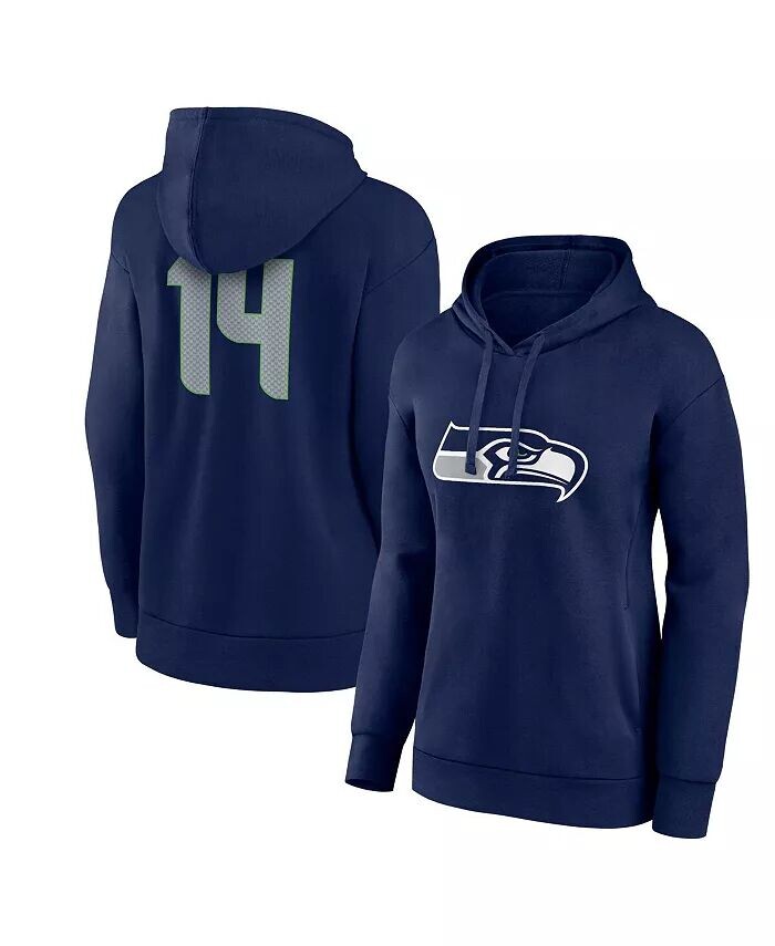 

Женская темно-синяя толстовка со значком игрока DK Metcalf Seattle Seahawks, имя и номер, пуловер с v-образным вырезом Fanatics