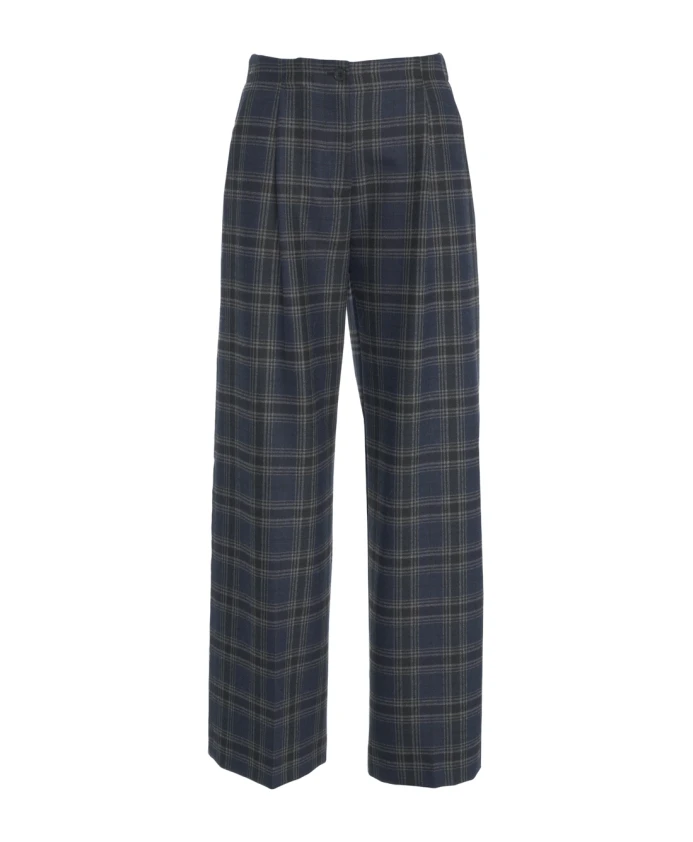 

Элегантные плиссированные брюки в клетку «глен чек», синие. Ottod'Ame, синий