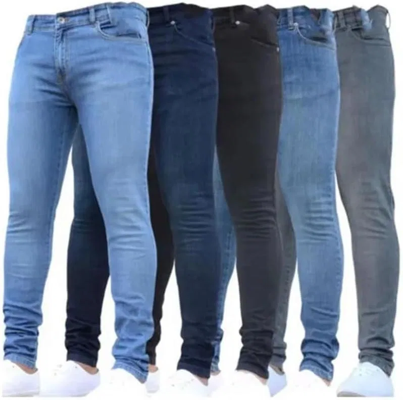 Мужские облегающие брюки Stretch Slim Fit классические повседневные джинсы Skinny с молнией Generic, Picture Color1 — фото 3
