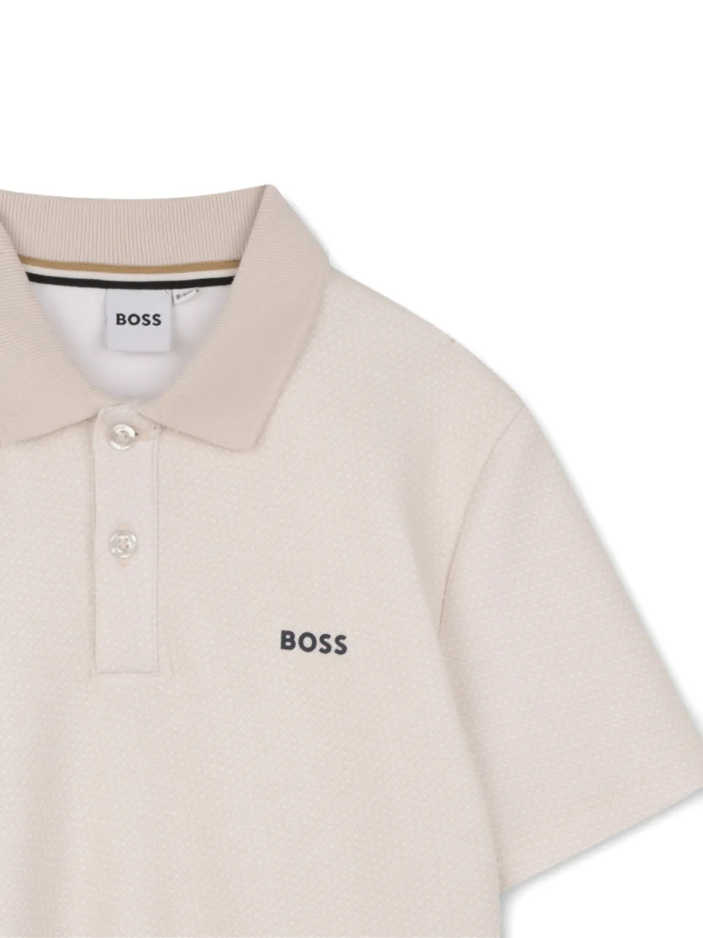 Рубашка поло с короткими рукавами и узором Boss Kidswear, бежевый — фото 3