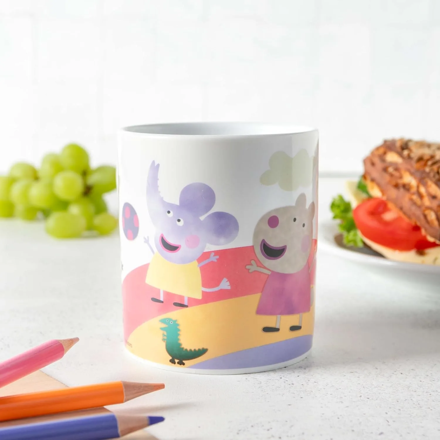 Детская волшебная кружка Peppa Pig — меняет цвет от 40 °C, 230 мл керамическая детская кружка — термокружка с термоэффектом — прочная ручка — кружка для какао для девочек и мальчиков p:os — фото 4