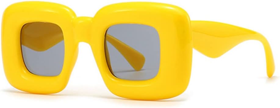 

Ретро-солнцезащитные очки с металлическими шарнирами, конфетного цвета, толстые квадратные, для женщин и мужчин, модные, с защитой от УФ-излучения UV400 MTZJH, Yellow Grey