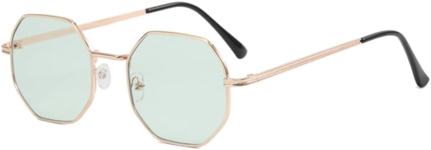 

Солнцезащитные очки ENTHYI шестиугольной формы с поляризацией для женщин/мужчин, винтажные восьмиугольные металлические солнцезащитные очки, многоугольные стеклянные квадратные линзы, Green