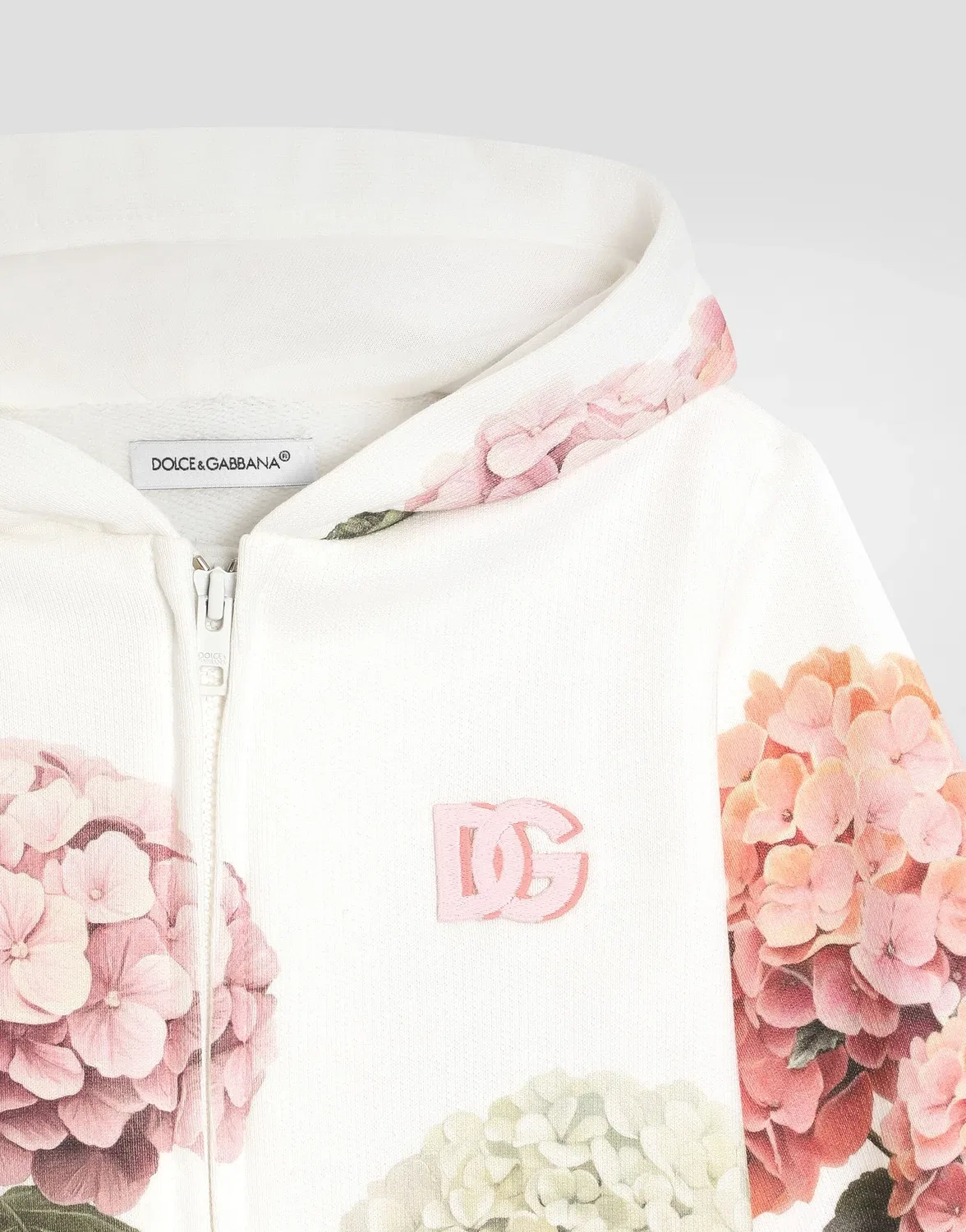 Толстовка с капюшоном с принтом и нашивкой «Гортензия» DOLCE & GABBANA, белый — фото 3