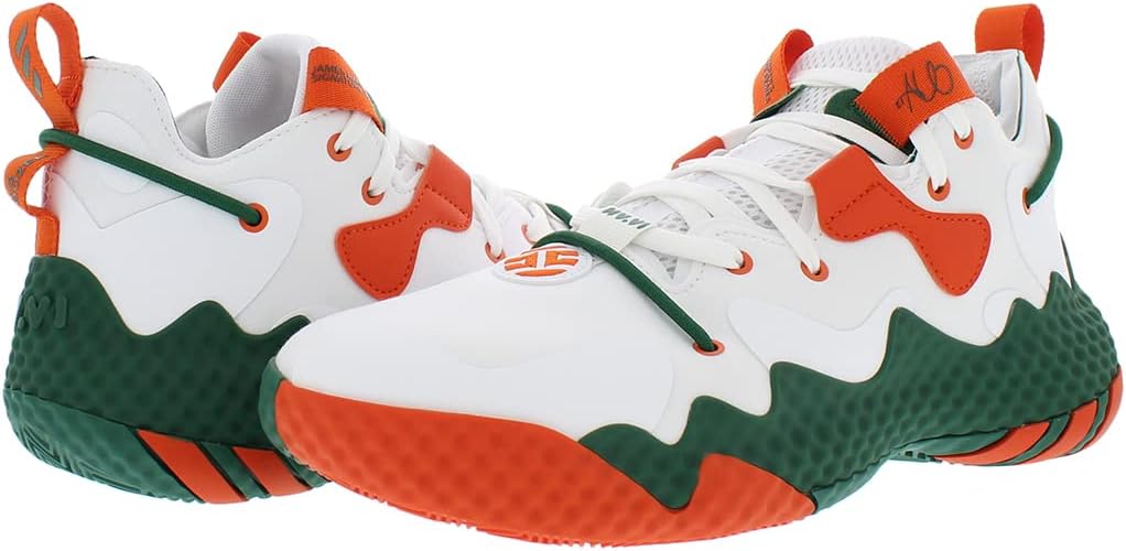 Мужские кроссовки adidas Harden Vol 6, белый/зеленый/оранжевый — фото 2