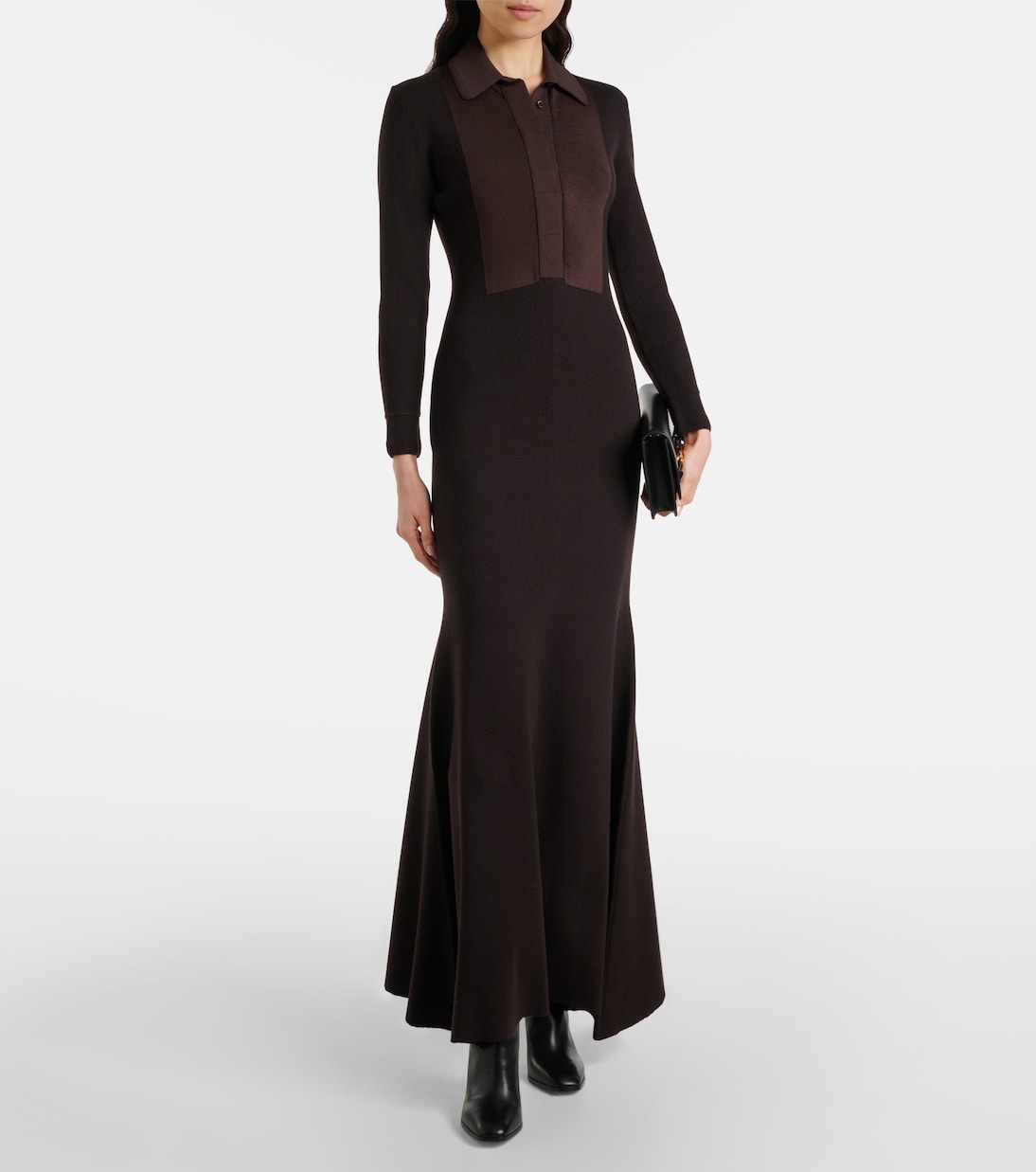 Платье-водолазка из шерстяной смеси Tom Ford, темно-коричневый — фото 2