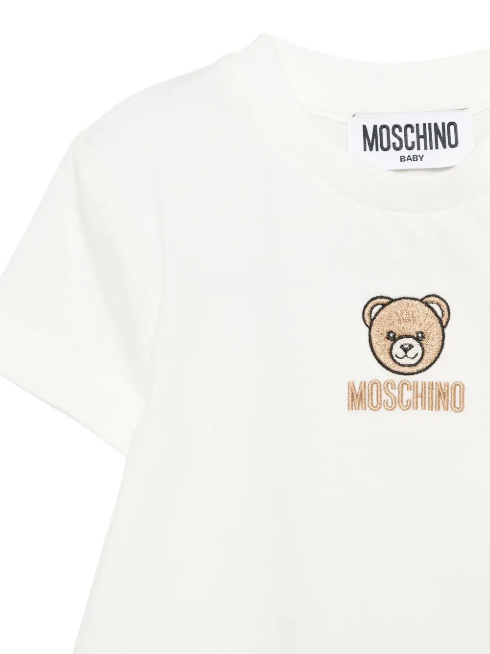 Футболка с логотипом плюшевого мишки Moschino Kids, белый — фото 3