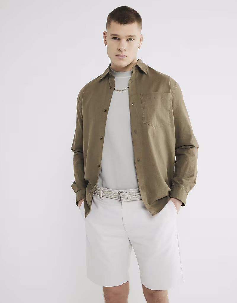 

Шорты-чиносы River Island Beige цвета экрю с поясом