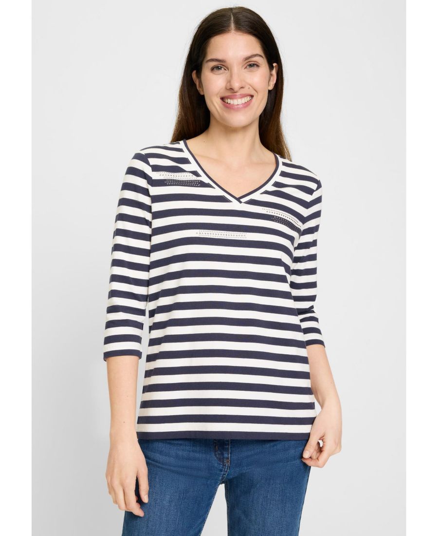 

Женская футболка, украшенная стразами Olsen, Ink blue, Синий, Женская футболка, украшенная стразами Olsen, Ink blue