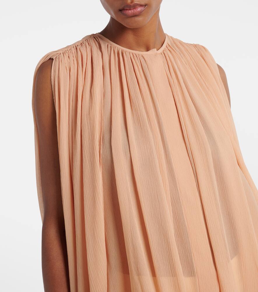 Шелковая шифоновая блузка с драпировкой Stella McCartney, Tearose — фото 4