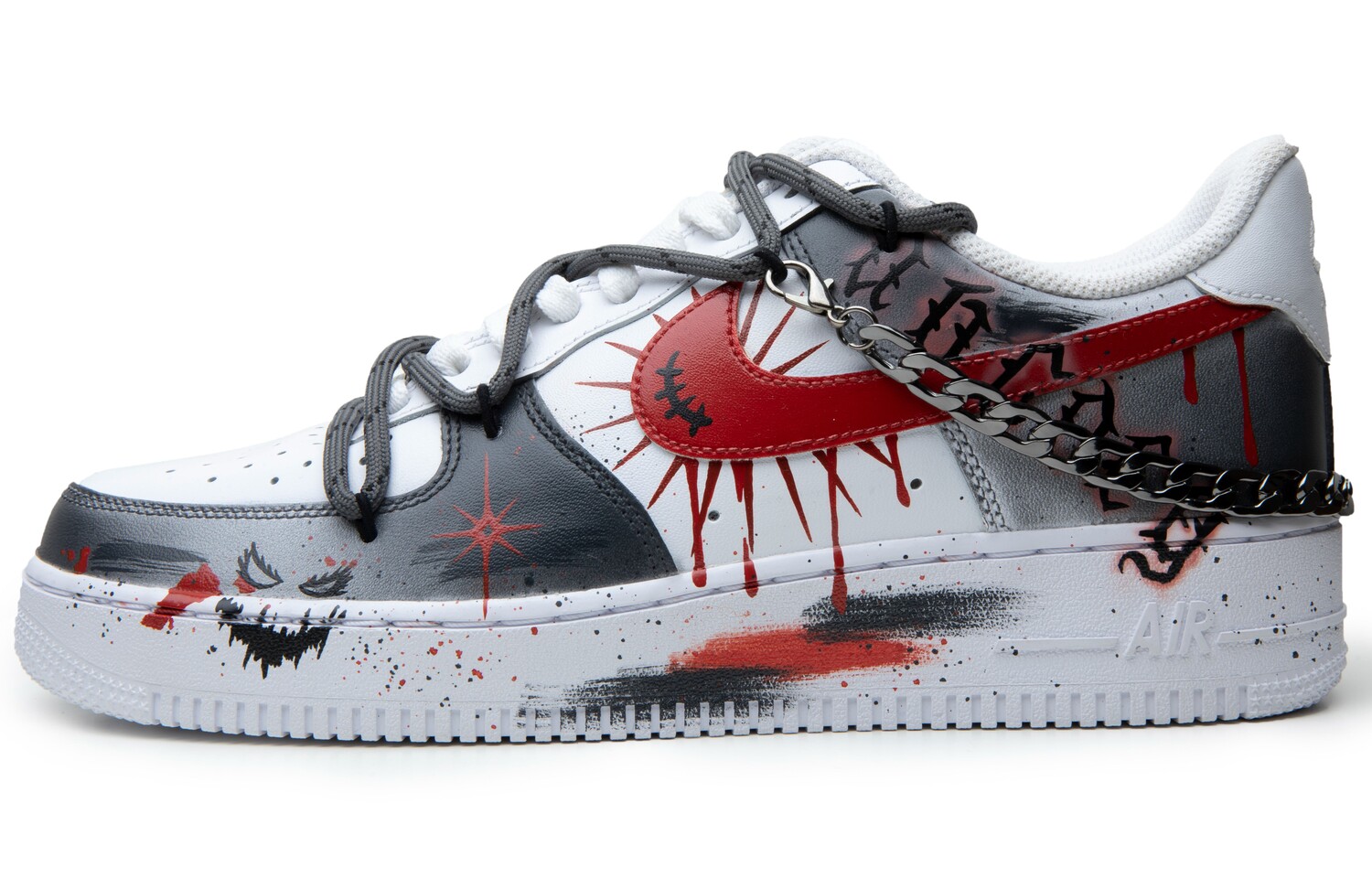 

Кроссовки Nike Air Force 1 Skateboarding Shoes Men Low-top Black/Red, черный/красный/белый/серебряный