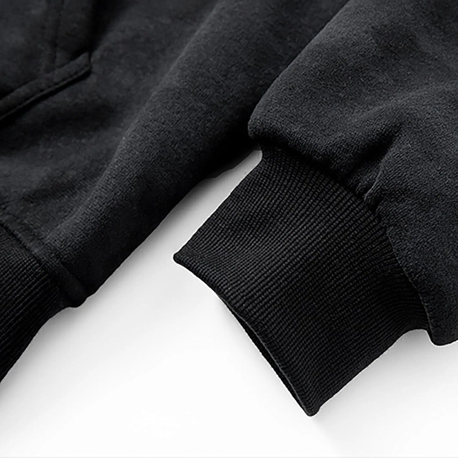 Свитшот с капюшоном и молнией Streetwear, мужской, винтажный оверсайз | Повседневный мешковатый худи с капюшоном | Streetwear Generic, черный — фото 4