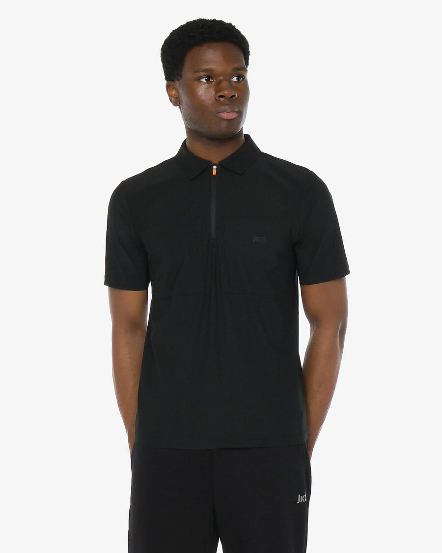 

JAKED Черная мужская рубашка-поло из синтетического материала для фитнеса