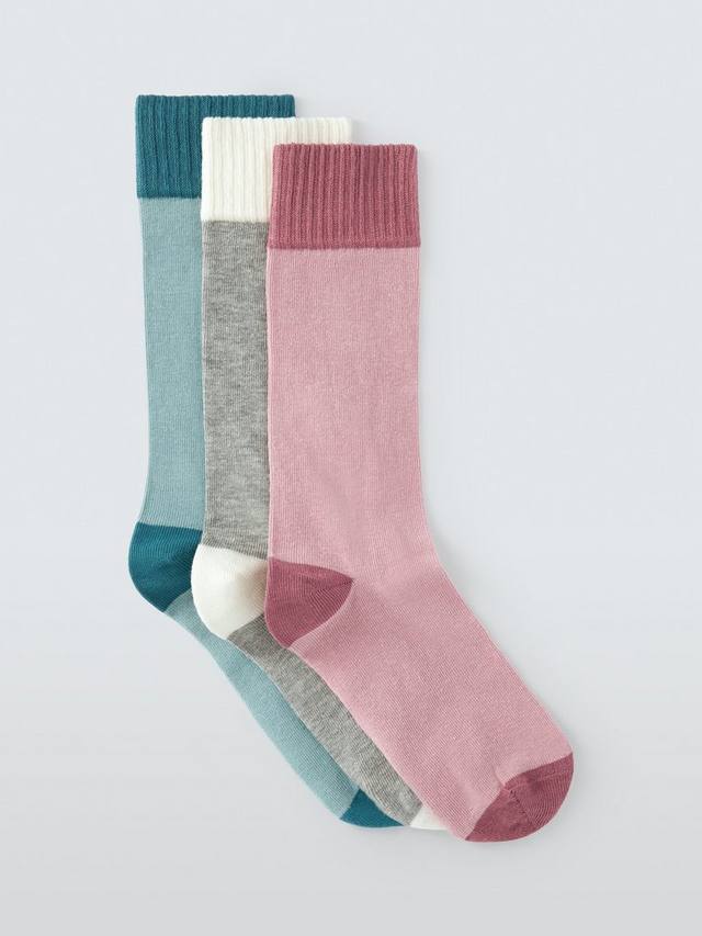 

Глубокие носки с рубчиком до щиколотки John Lewis, Pack of 3, Multi