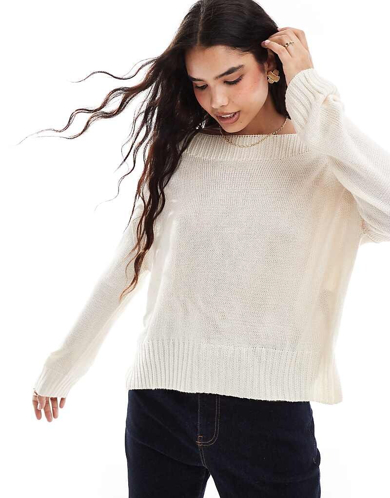 

Stradivarius – Бежевый свитер с открытыми плечами
