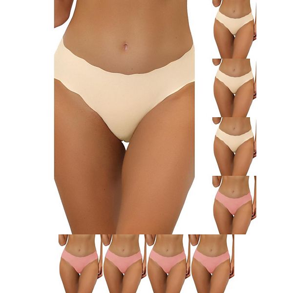 

9 пар бесшовных трусов для женщин no show stretch solid invisible brief Inspire Chic, Mid Pink Beige