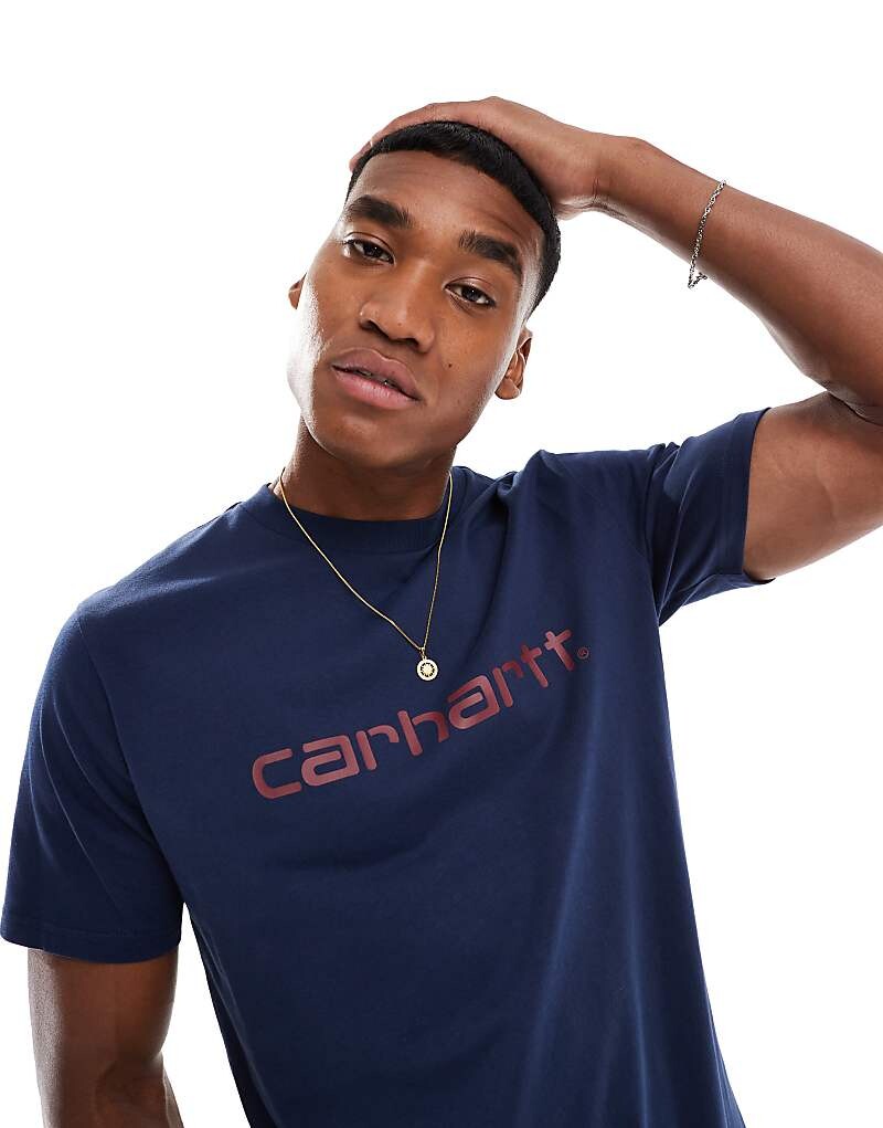 

Carhartt WIP Темно-синяя футболка с надписью