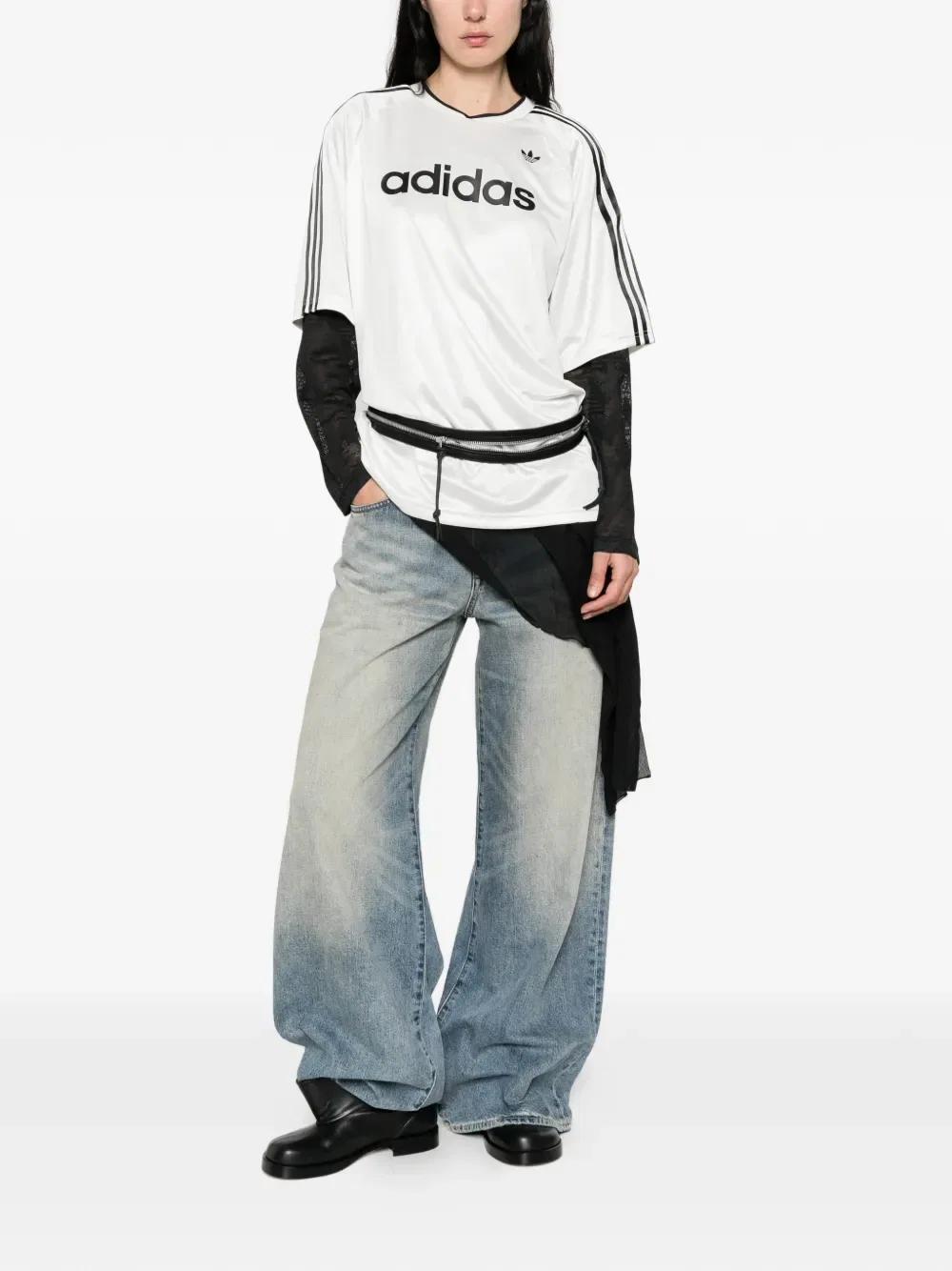 Футболка с логотипом и надписью Adidas, белый — фото 2